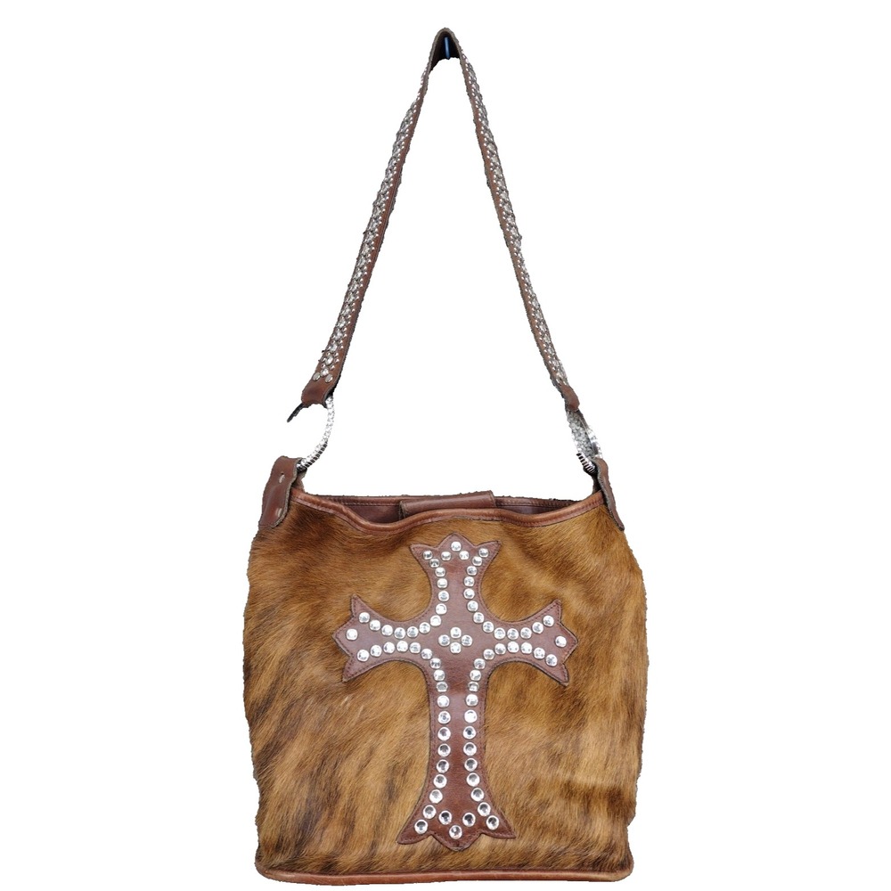 Raviani Cowhide Handbag Western Bling Leather Rodeo Biker Cowgirl Satchel Purse